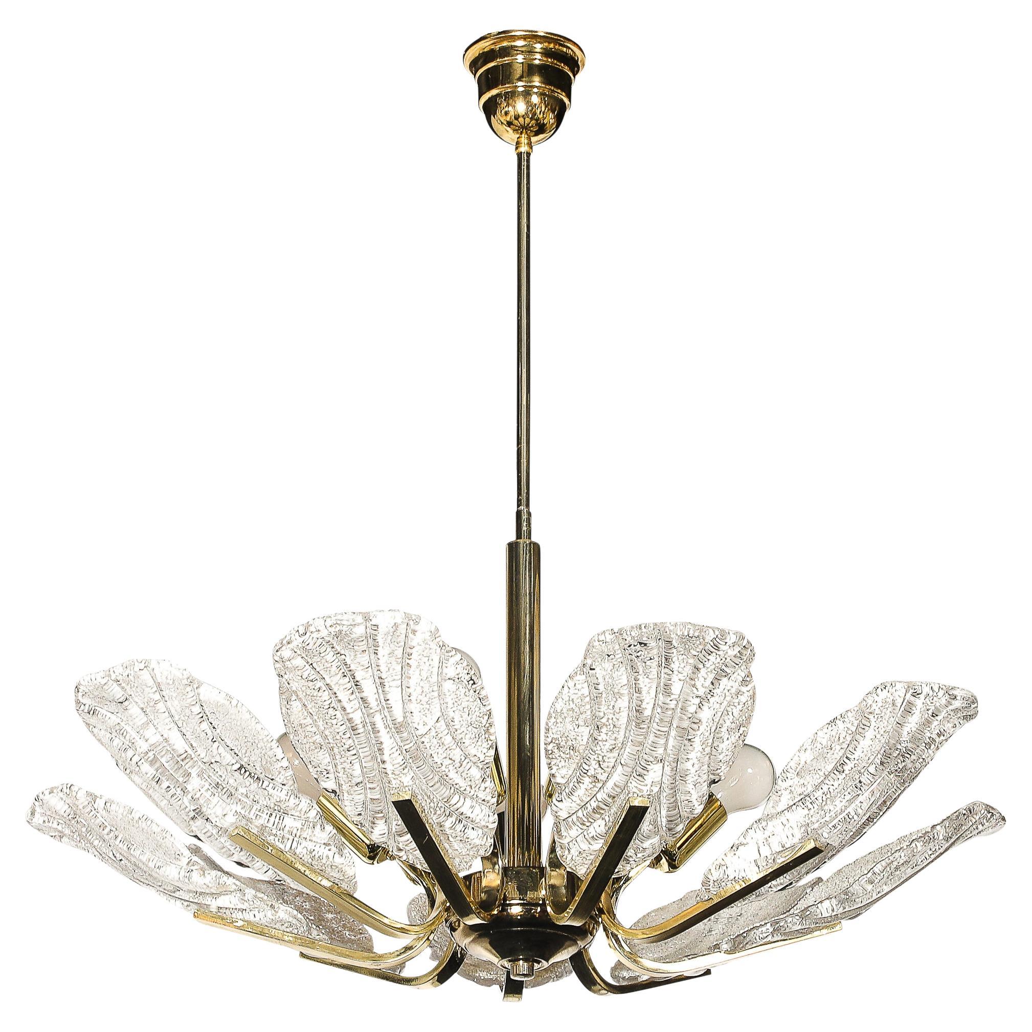 Lampadario di metà secolo in vetro di Murano soffiato a mano e scanalato di Barovier&Toso in vendita