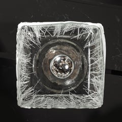 Mid-Century Hand-Blown Murano Mottled & White Glass Semi Flush-Mount by Mazzega
