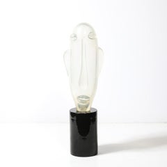Sculpture de tête en verre opalescent de Murano soufflé à la bouche au milieu du siècle par Sergio Rossi