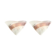 Mid-Century Hand-Blown Murano Smoked Lavender & Transparent Glass Sconces