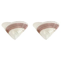 Mid-Century Hand-Blown Murano Smoked Lavender & Transparent Glass Sconces