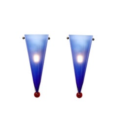 Apliques cónicos de cristal de Murano bígaro soplado a mano de mediados de siglo firmados Cenedese