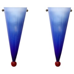 Apliques cónicos de cristal de Murano bígaro soplado a mano de mediados de siglo firmados Cenedese