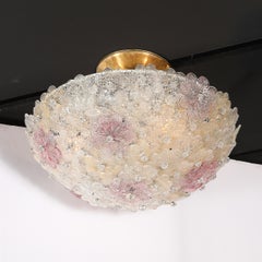 Mid-Century Hand-Blown Rose Murano Glass Florets Chandelier by Barovier & Toso