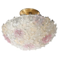 Mid-Century Hand-Blown Rose Murano Glass Florets Chandelier by Barovier & Toso