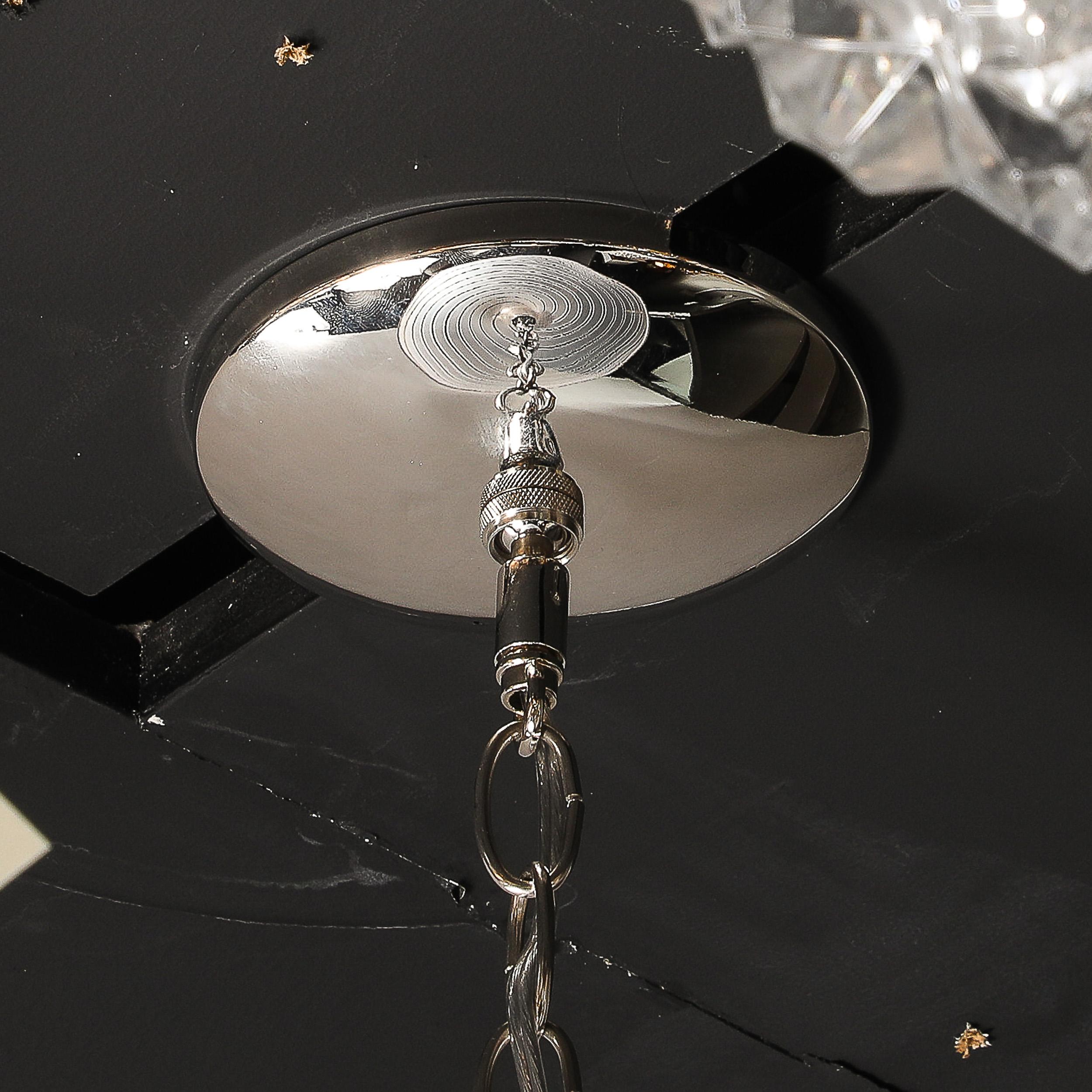 Lampadario a sospensione ondulato di metà secolo in vetro di Murano soffiato a mano e nichel in vendita 13