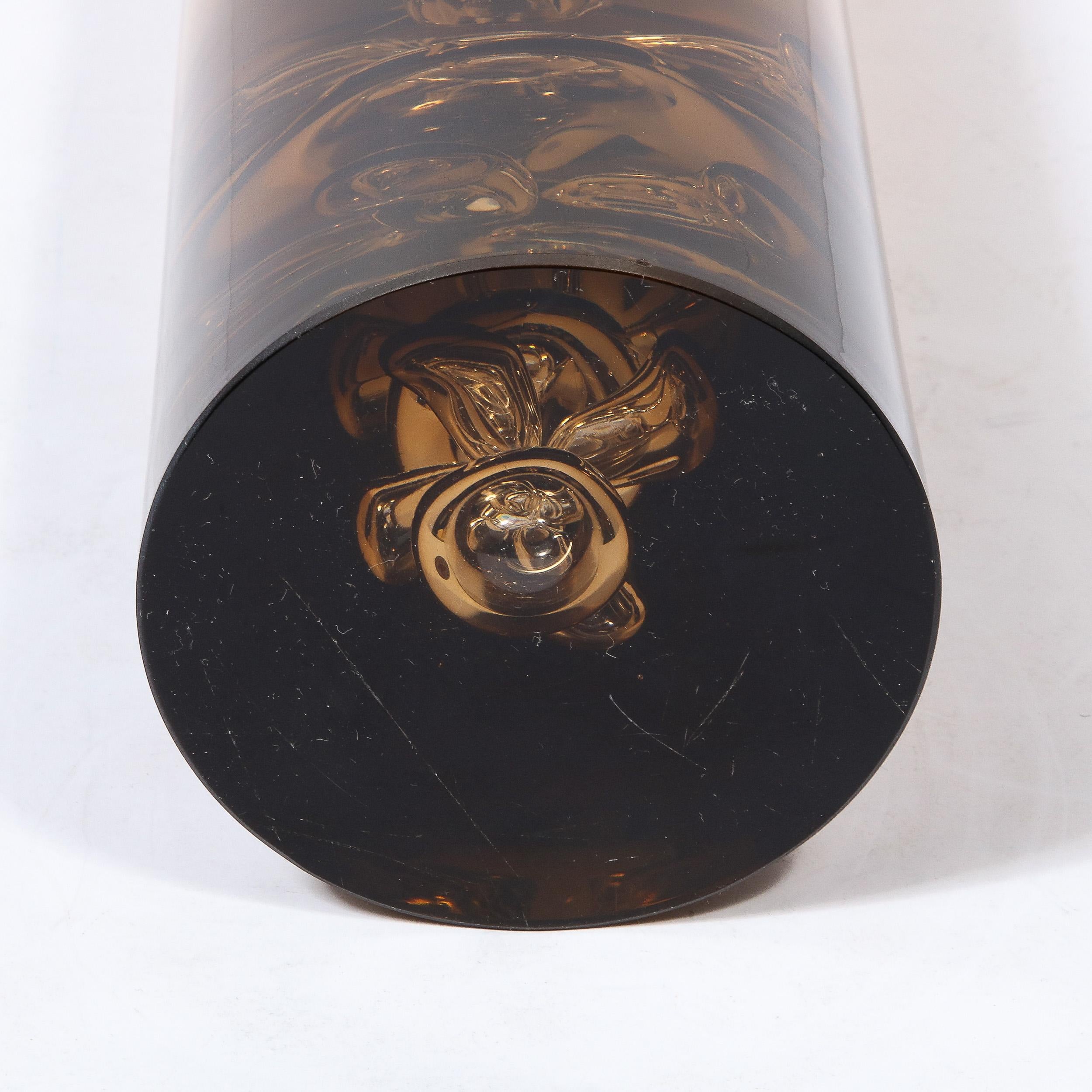 Vase en verre ambré fumé soufflé à la main du milieu du siècle dernier avec détails en murine de Baranek en vente 4