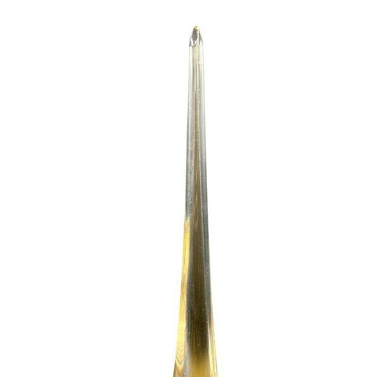 Mid-20th Century Mid Century Hand Blown Sommerso Murano Yellow Art Glass Bird w/ Tall Feather For Sale