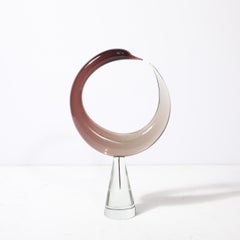 Mid-Century Hand-Blown Spiraled Murano Glass Bird Sculpture signed Salviati