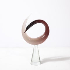 Mid-Century Hand-Blown Spiraled Murano Glass Bird Sculpture signed Salviati