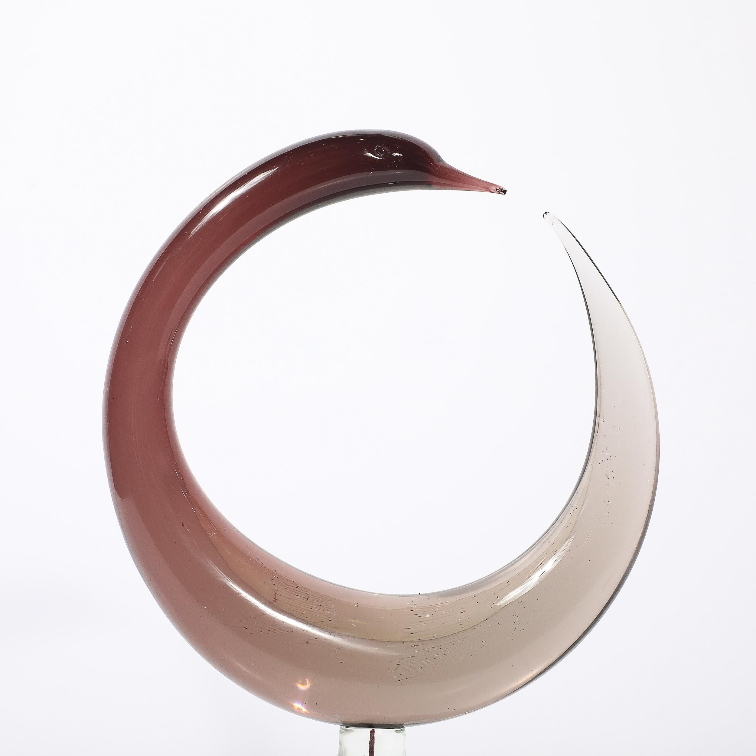 Mitte des Jahrhunderts mundgeblasen Spirale Murano Glas Vogel-Skulptur signiert Salviati (Moderne der Mitte des Jahrhunderts) im Angebot