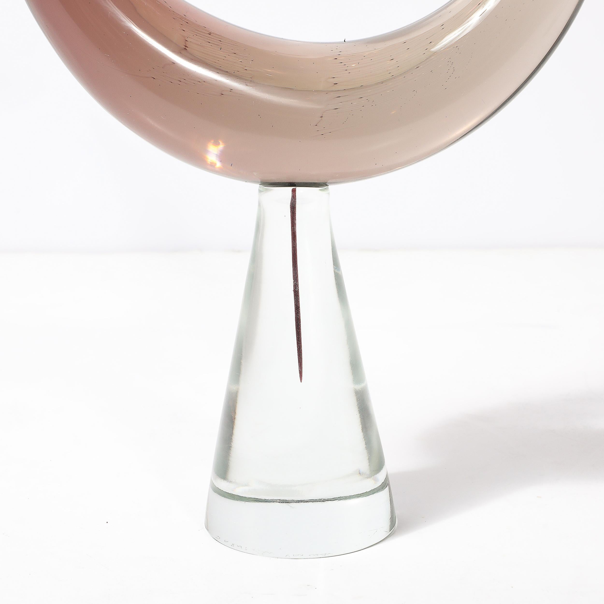 Mitte des Jahrhunderts mundgeblasen Spirale Murano Glas Vogel-Skulptur signiert Salviati (Italienisch) im Angebot
