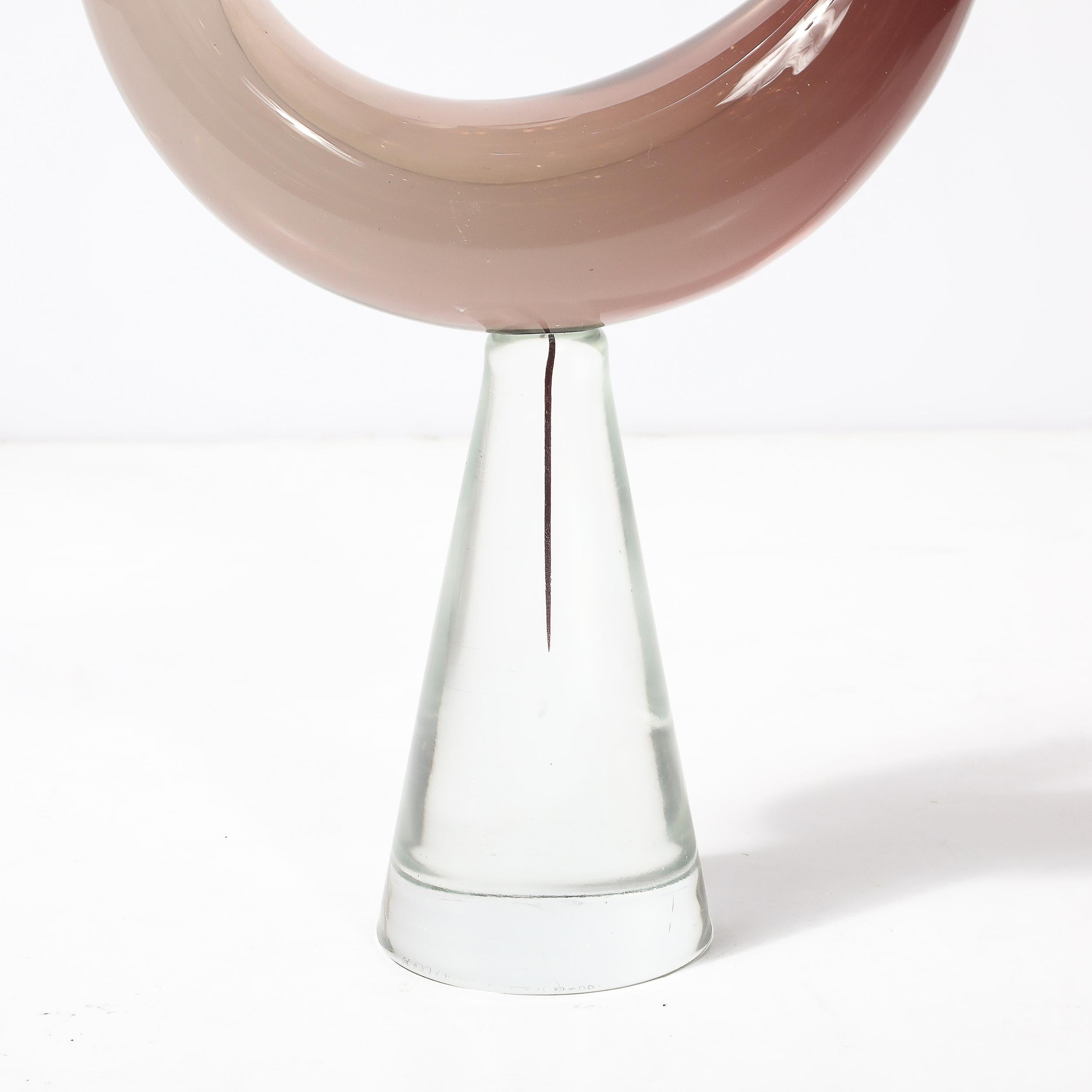 Mitte des Jahrhunderts mundgeblasen Spirale Murano Glas Vogel-Skulptur signiert Salviati (Italienisch) im Angebot
