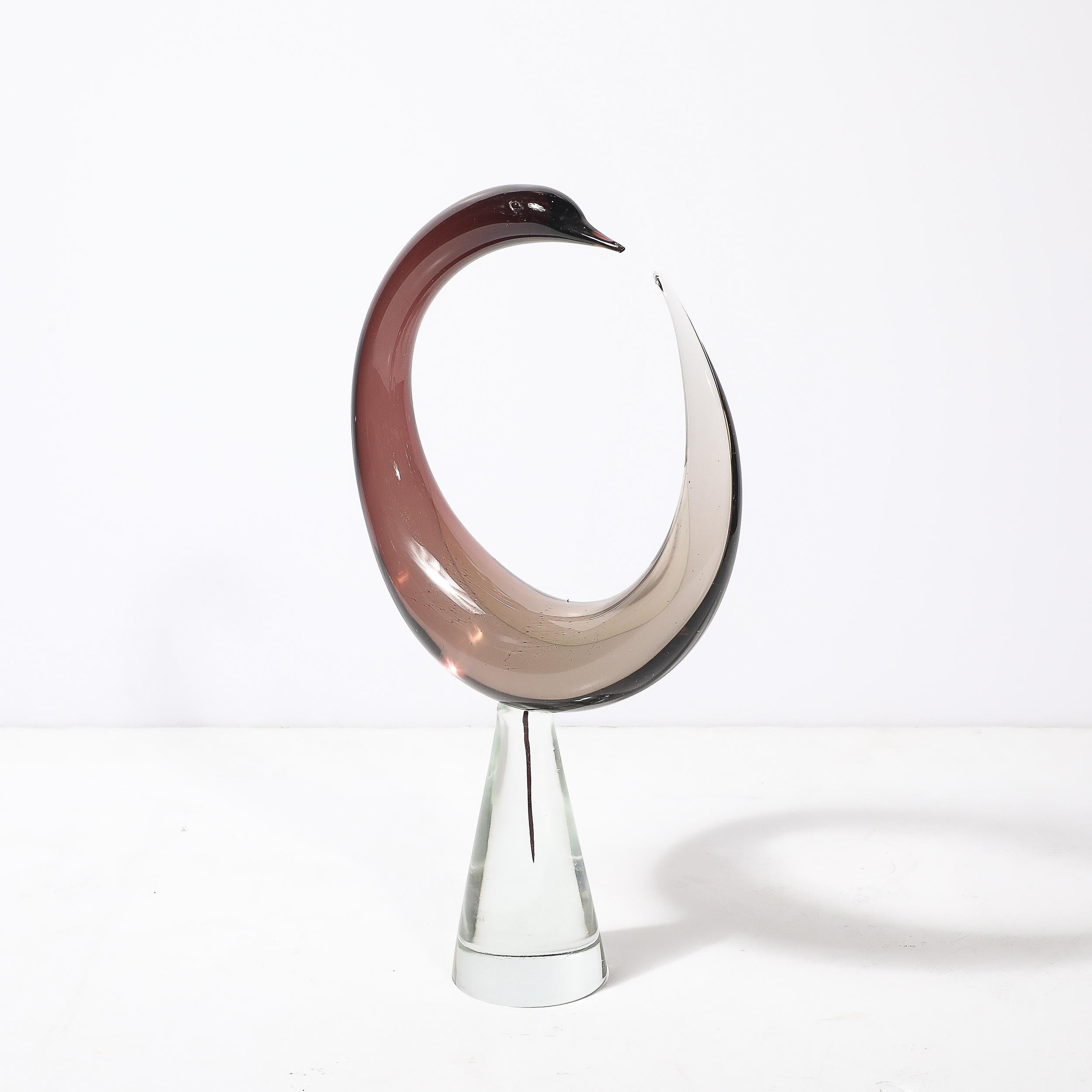 Mitte des Jahrhunderts mundgeblasen Spirale Murano Glas Vogel-Skulptur signiert Salviati im Zustand „Hervorragend“ im Angebot in New York, NY