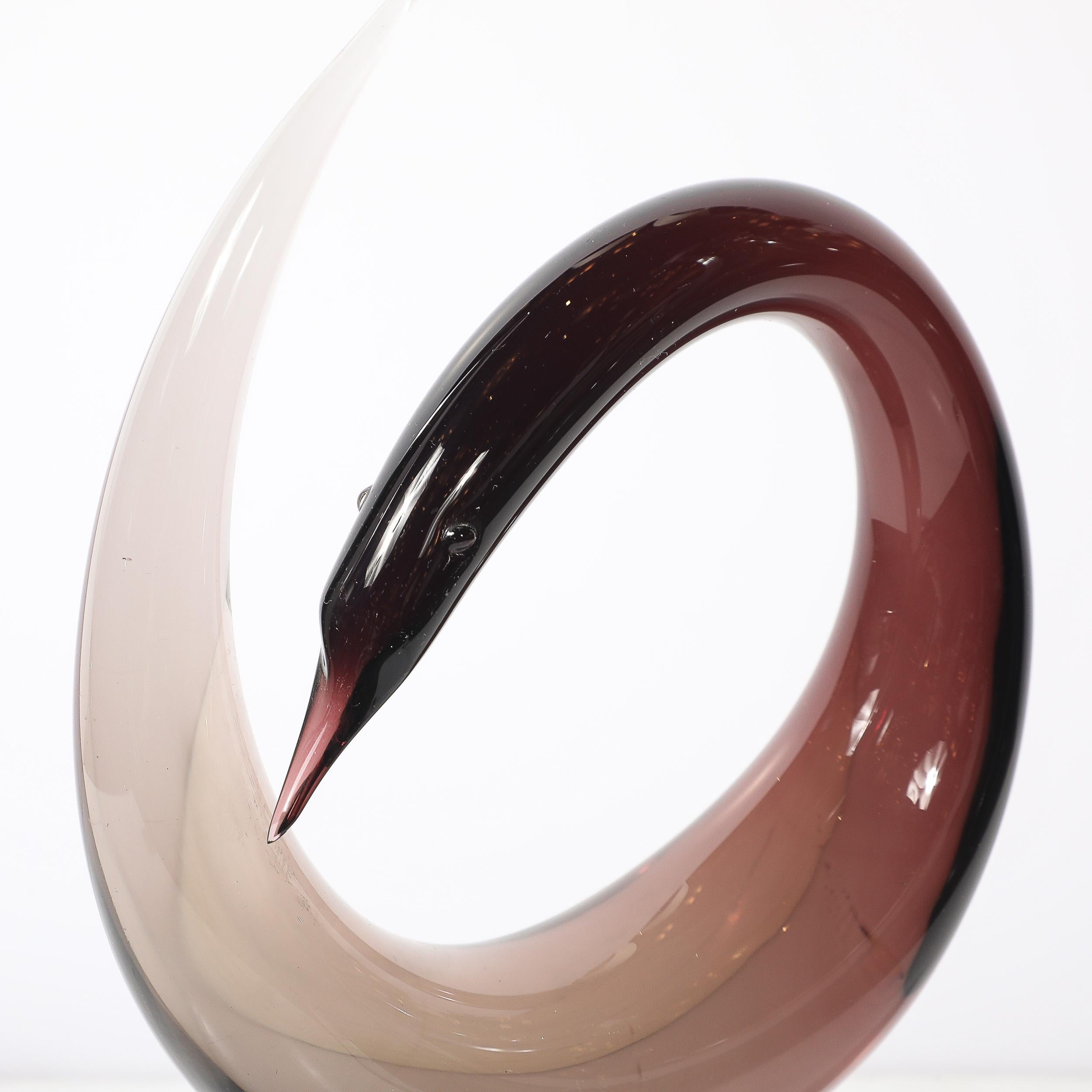 Mitte des Jahrhunderts mundgeblasen Spirale Murano Glas Vogel-Skulptur signiert Salviati im Zustand „Hervorragend“ im Angebot in New York, NY
