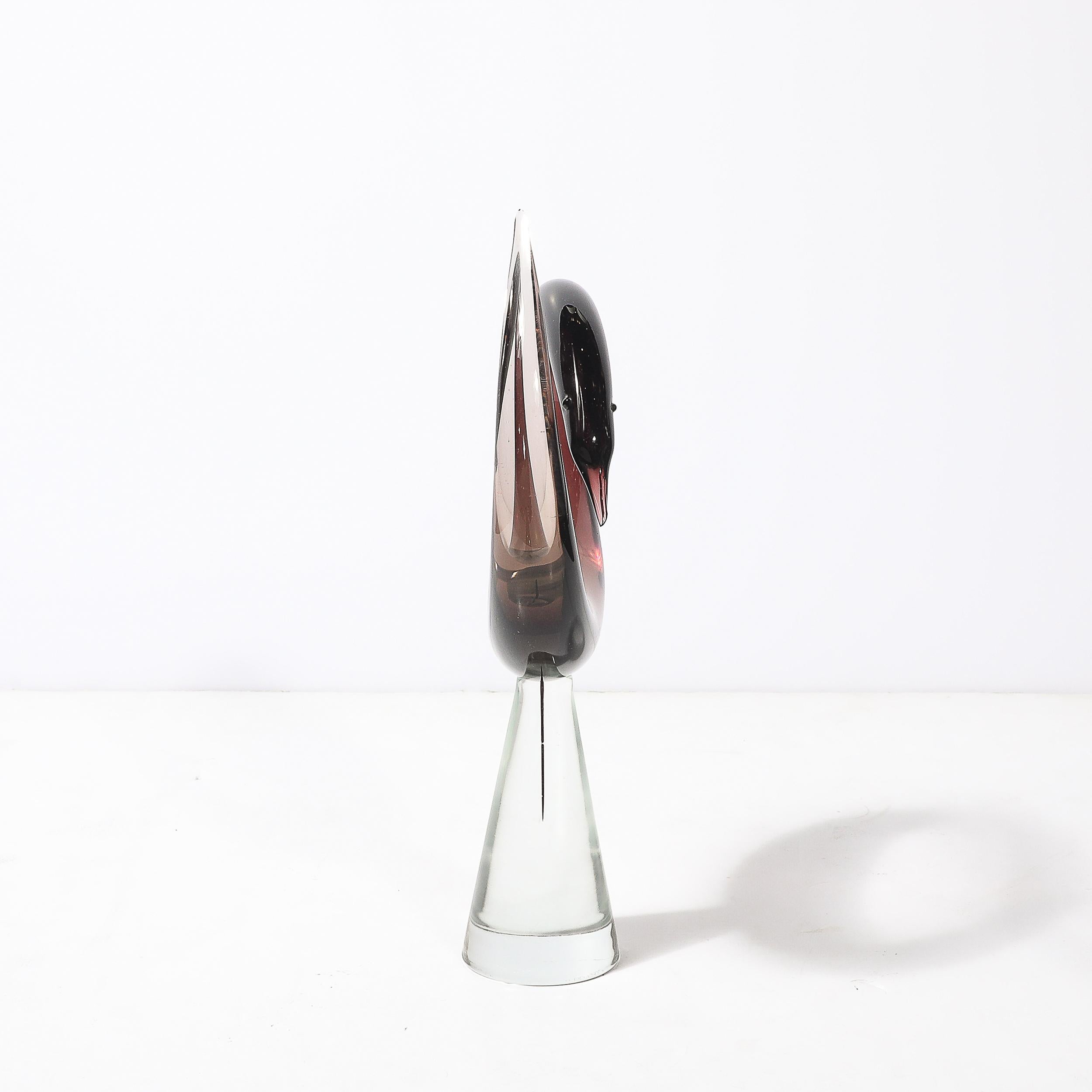 Mitte des Jahrhunderts mundgeblasen Spirale Murano Glas Vogel-Skulptur signiert Salviati (Muranoglas) im Angebot