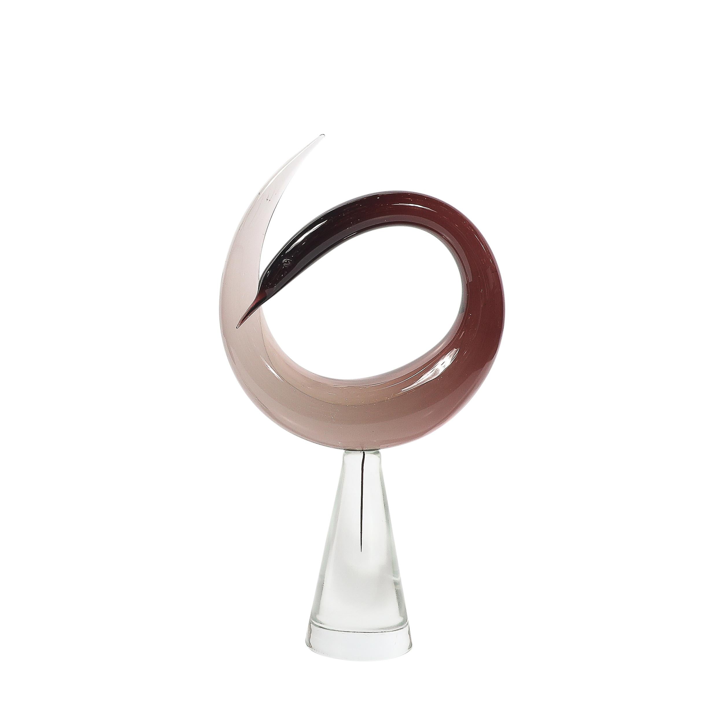Mid-Century Hand-Blown Spiraled Murano Glass Bird Sculptures signed Salviati For Sale 6
