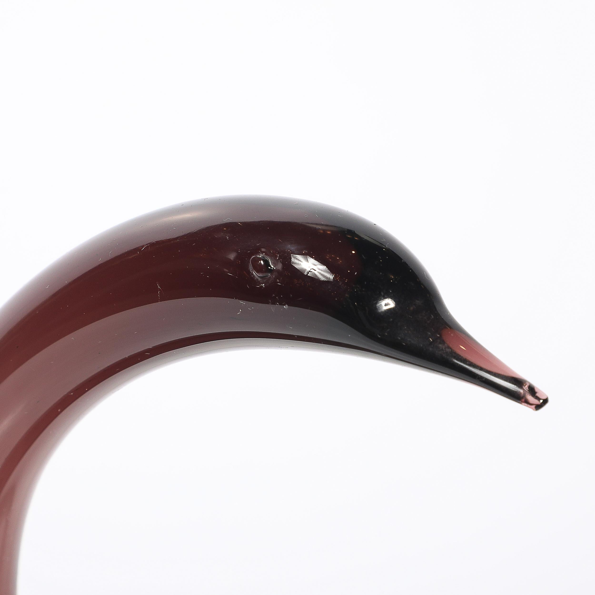 Mid-Century Hand-Blown Spiraled Murano Glass Bird Sculptures signed Salviati For Sale 7