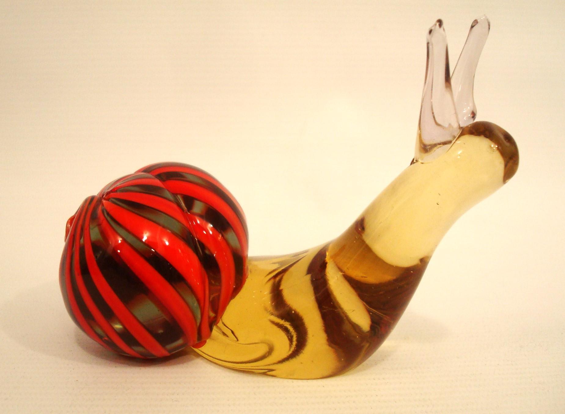 Caracol de Vidrio Artístico Murando de Mitad de Siglo Soplado a Mano en Dos Tonos - Italia Años 60 en venta 1
