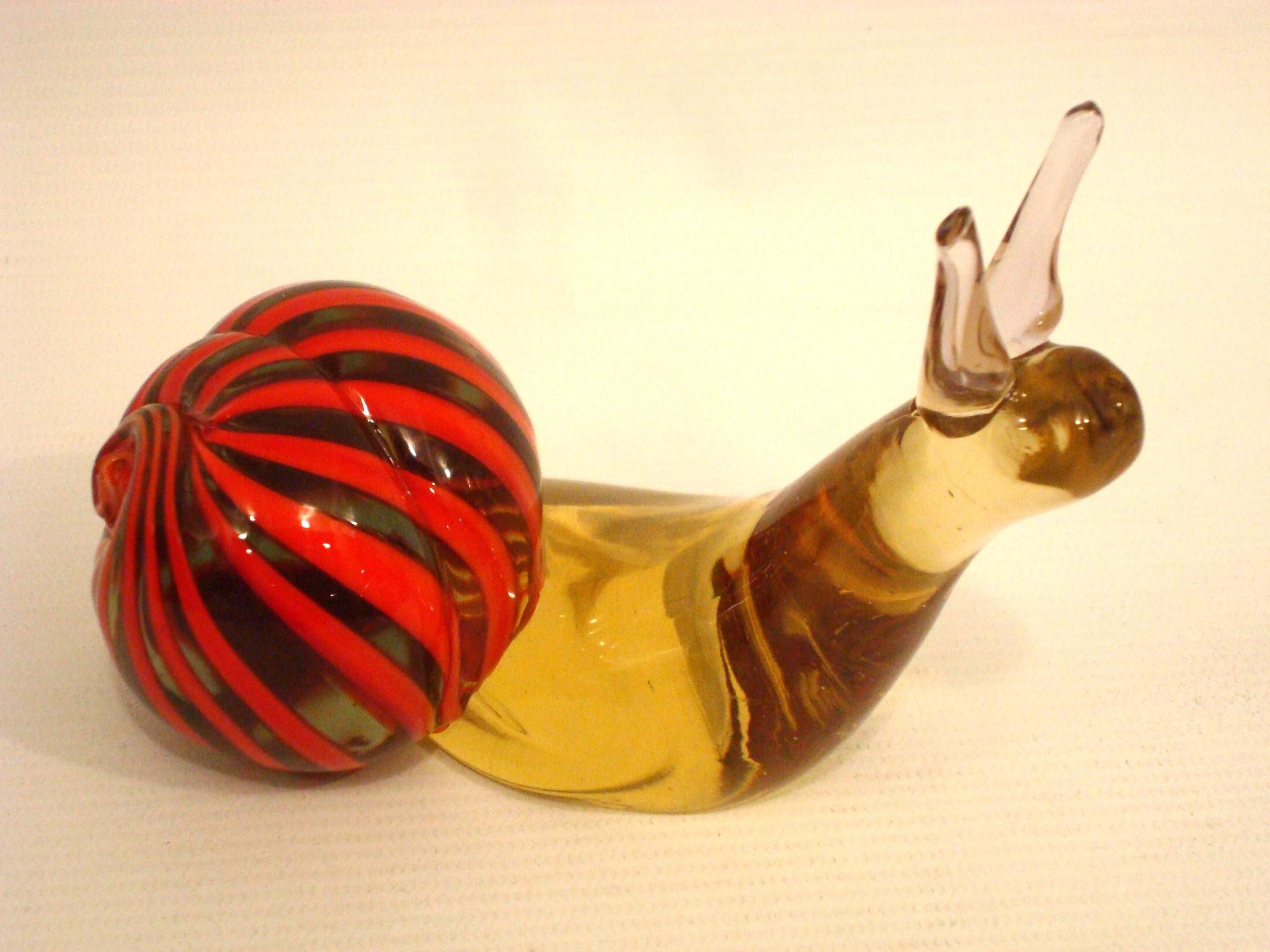 Caracol de Vidrio Artístico Murando de Mitad de Siglo Soplado a Mano en Dos Tonos - Italia Años 60 en venta 2
