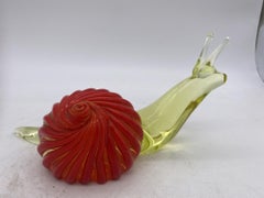 Large Mid Century Hand Blown Two-Tone Murano Art Glass Snail