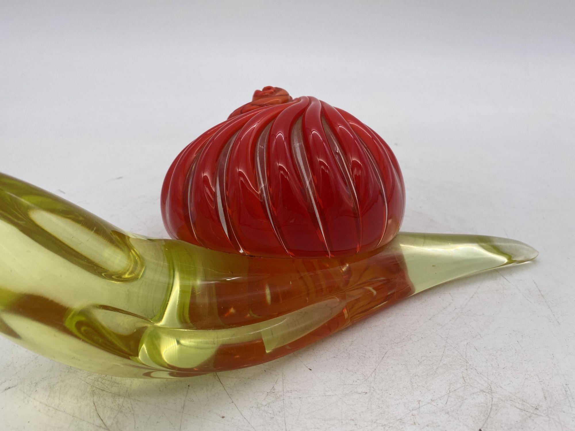 Mid-20th Century Large Mid Century Hand Blown Two-Tone Murano Art Glass Snail For Sale
