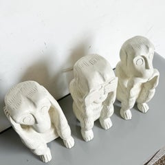 Mid Century Hand Carved and Painted Wooden Monkeys - Hear, Say, Speak No Evil