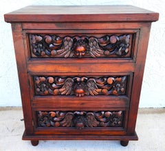 Mid Century Hand Carved Baroque Angels Nightstand Side Table