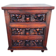 Mid Century Hand Carved Baroque Angels Nightstand Side Table
