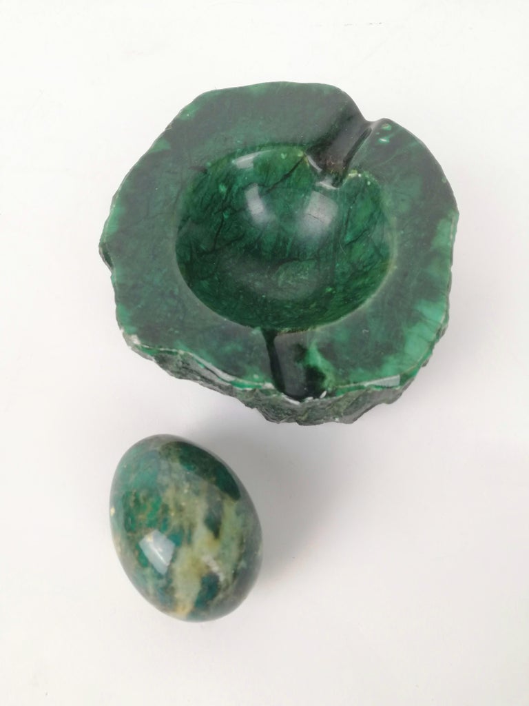 Mid Century Hand Carved Green Alabaster Ashtray by RB, Italy, 1960s For Sale at 1stDibs