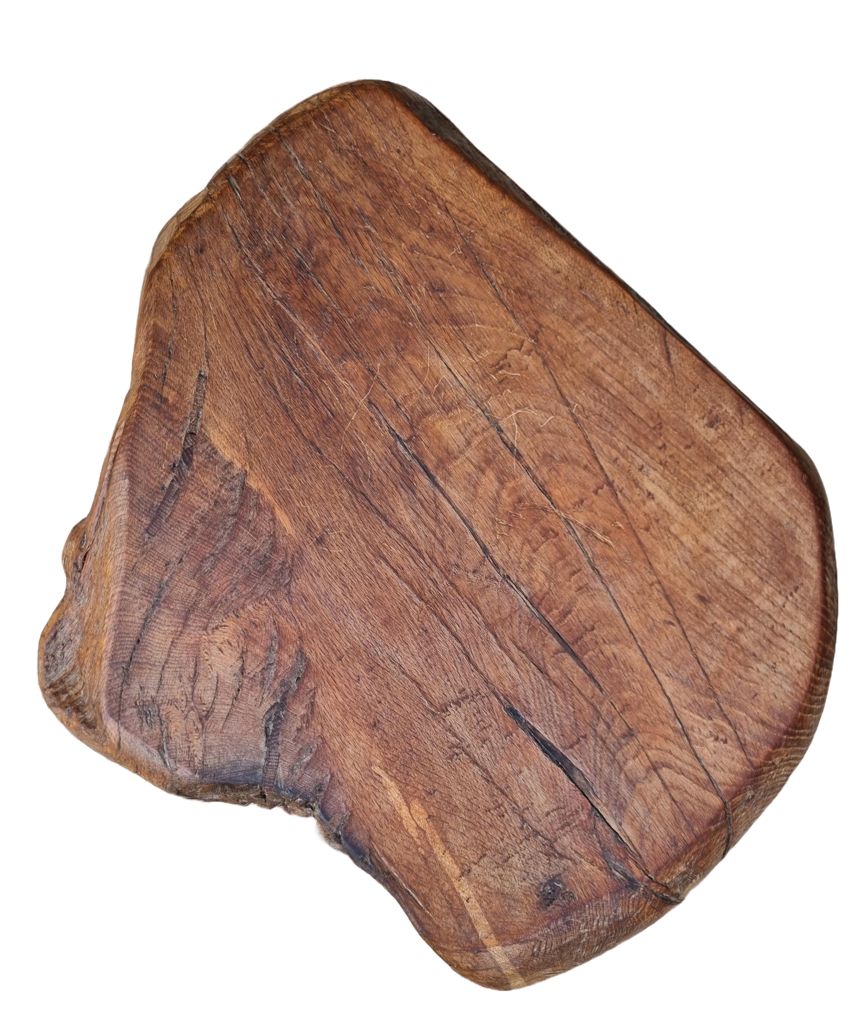 Mid-Century Modern Mid-Century Hand-Carved Live-Edge Oak Stool or Side Table, Europe, 1950s For Sale