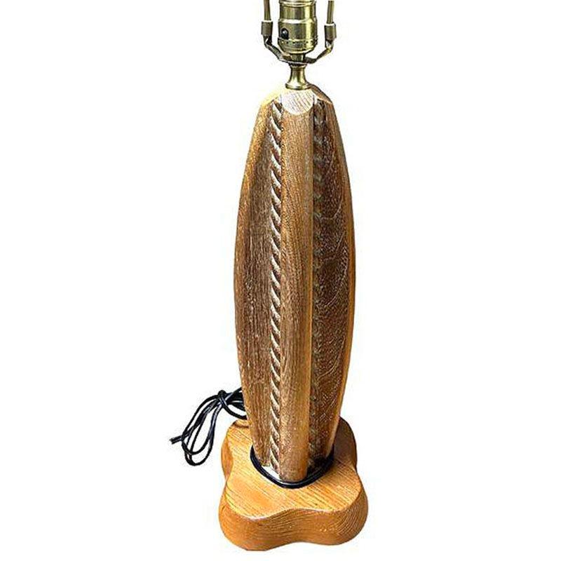 Mid-century Hand Carved Maple Wood Heifetz Syle Abstract Table Lamp For Sale 1