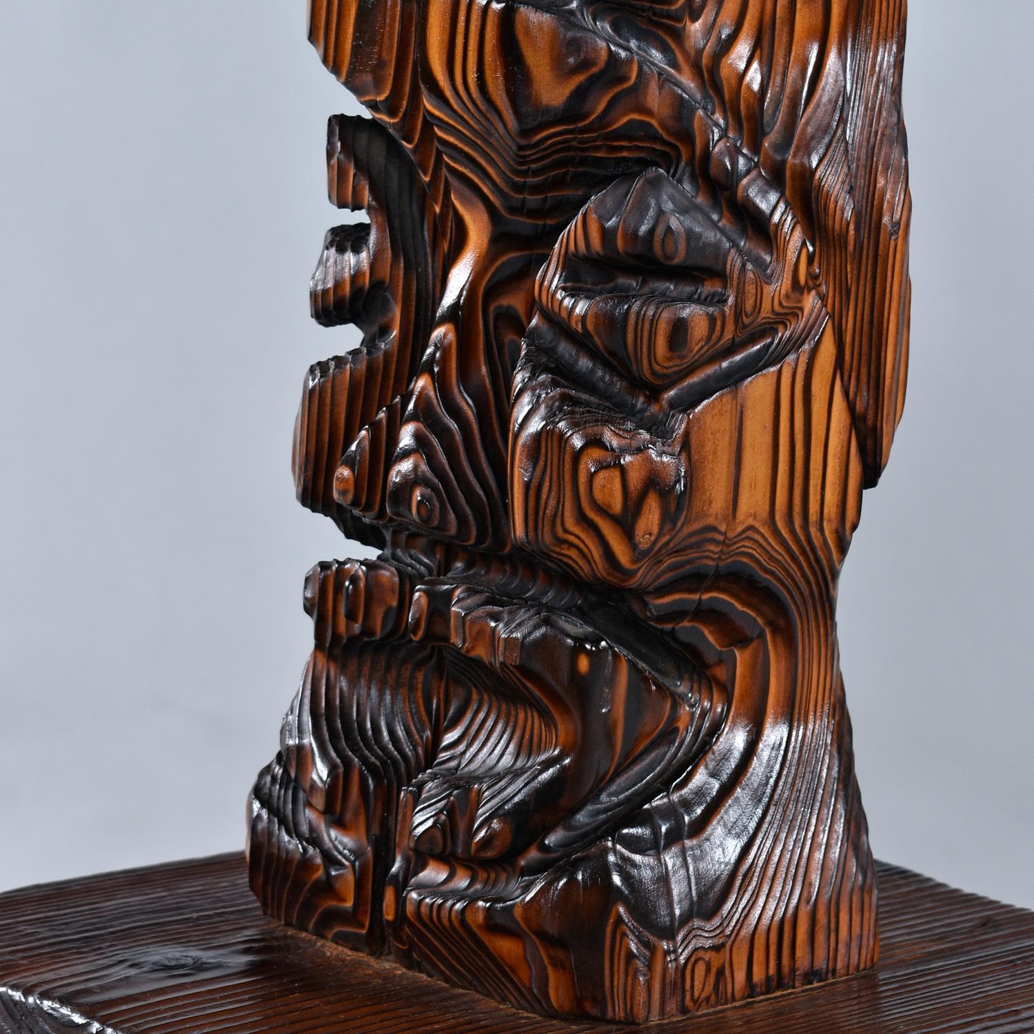 Mid-Century Hand Carved Witco Tiki Bar and Barstool Set by William Westenhaver 8