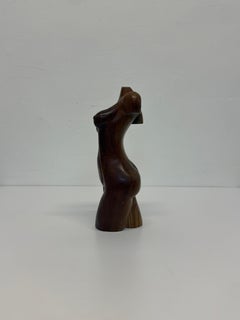 Mid-Century Hand-Carved Wood Female Torso Sculpure, 1960s