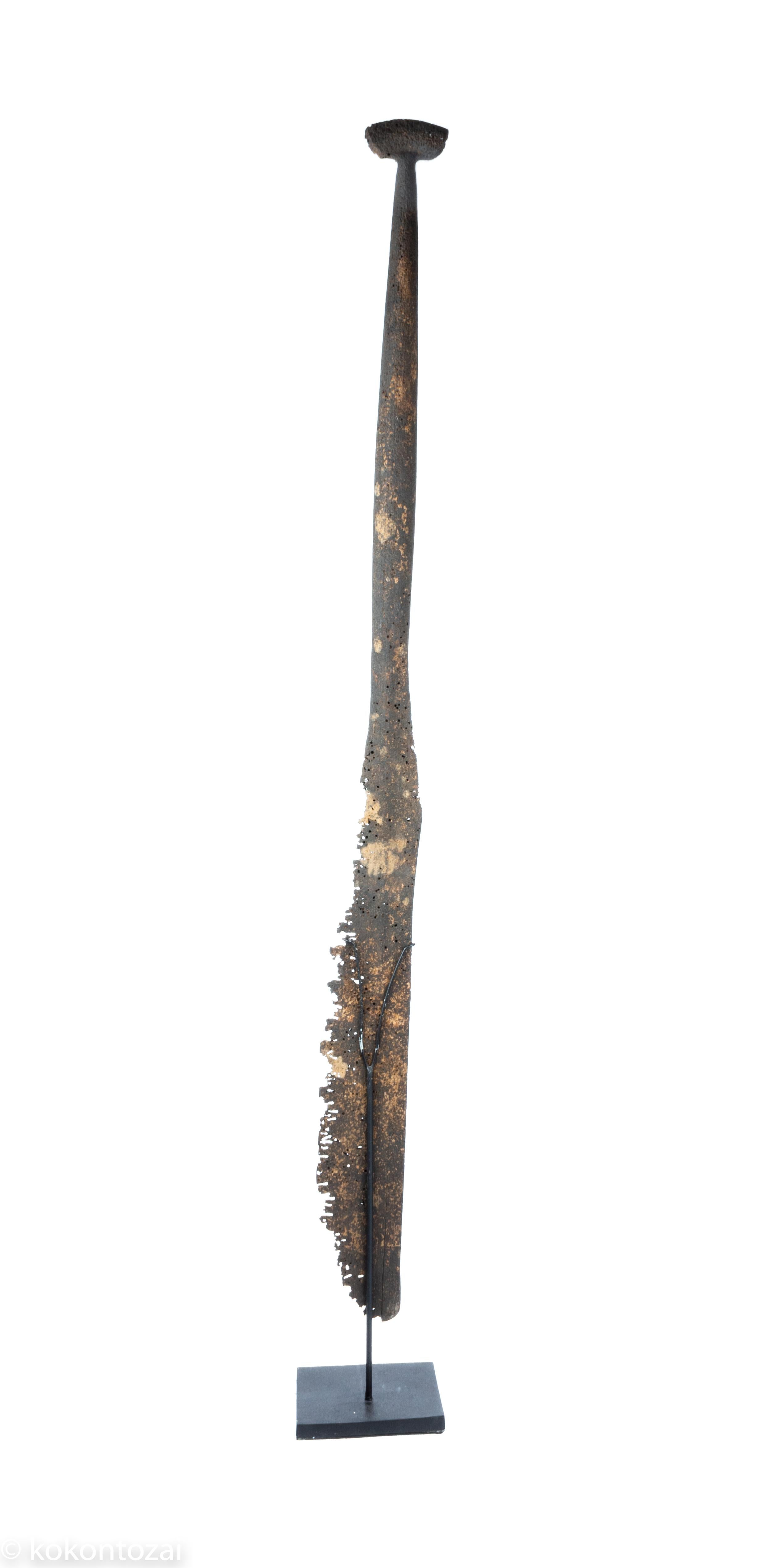 Indonesian Midcentury Hand Carved Wood Oar Paddle from Indonesia