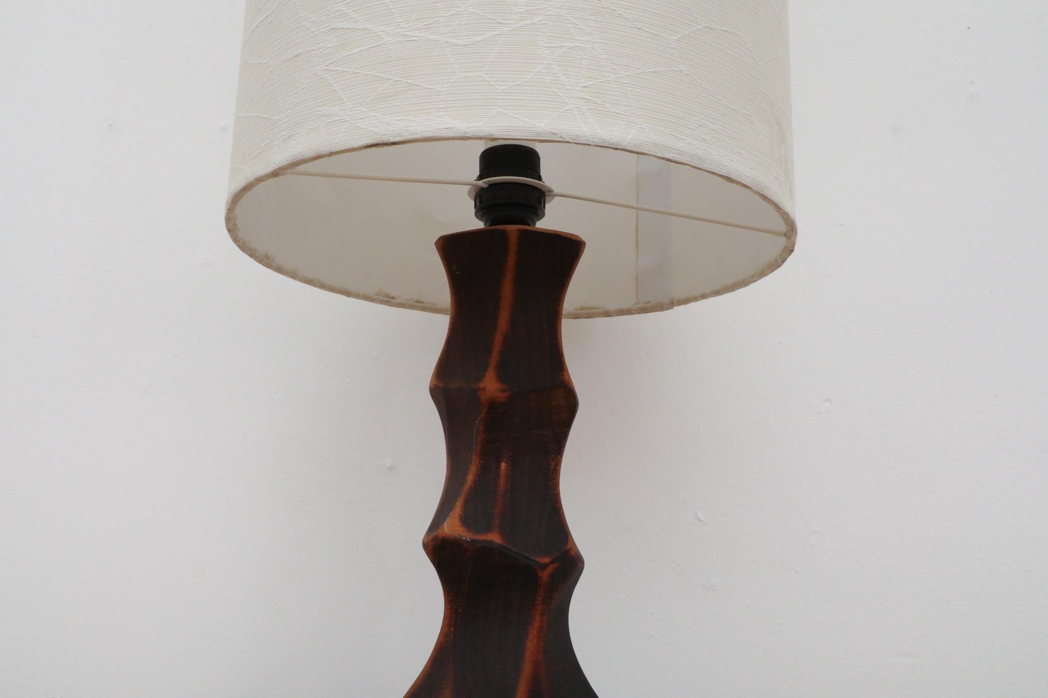 Mid-Century Hand Carved Wood Table Lamp For Sale 4