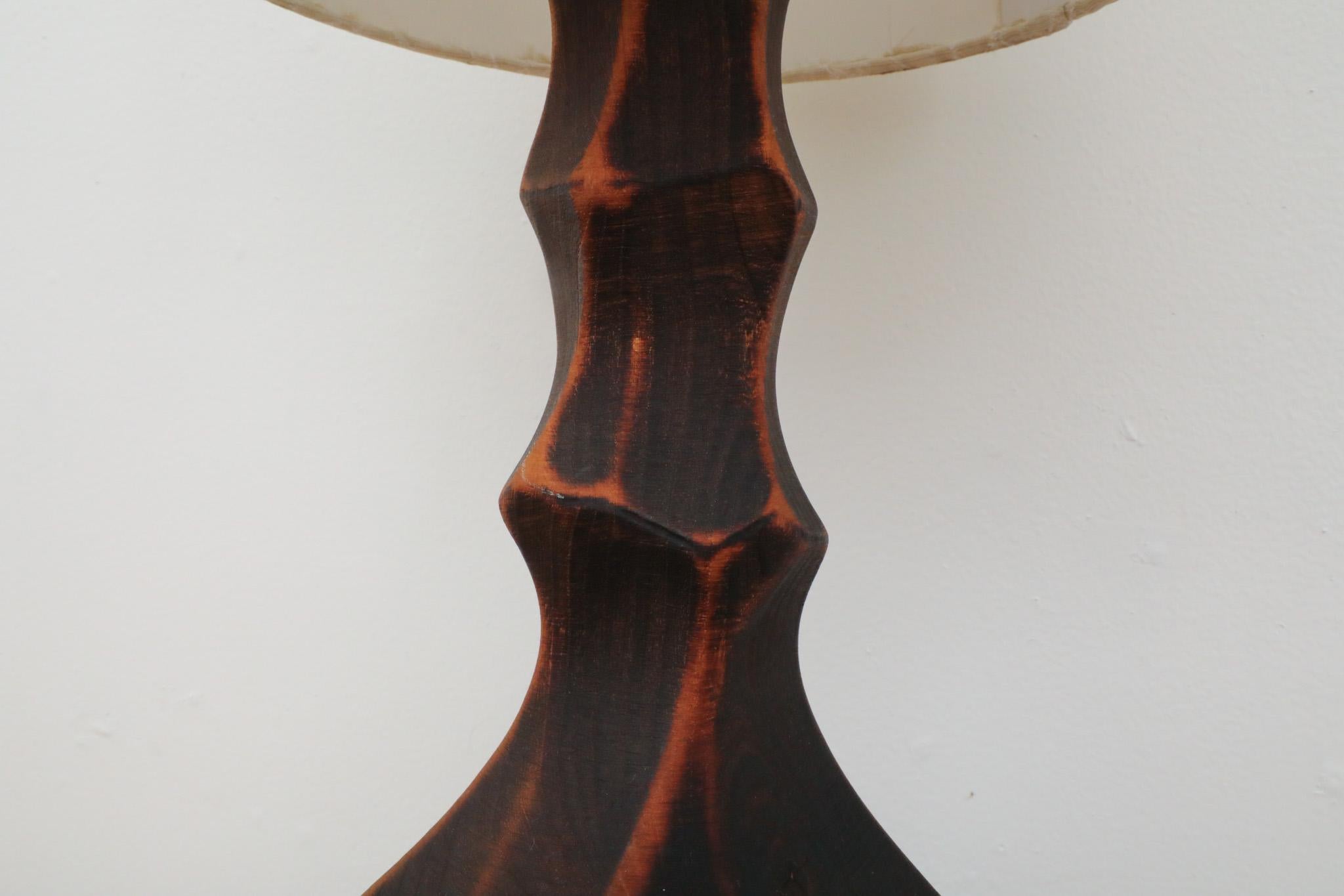 Mid-Century Hand Carved Wood Table Lamp For Sale 6