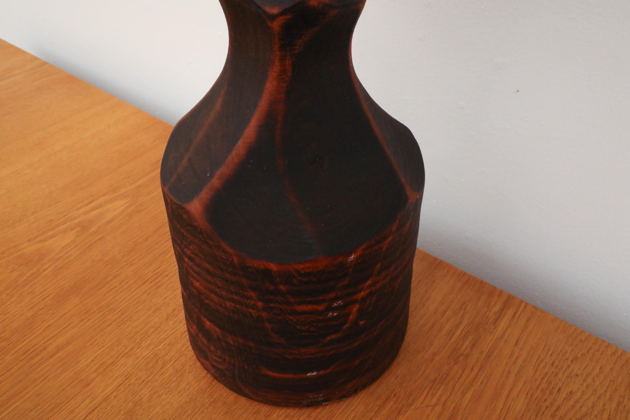 Mid-Century Hand Carved Wood Table Lamp For Sale 7