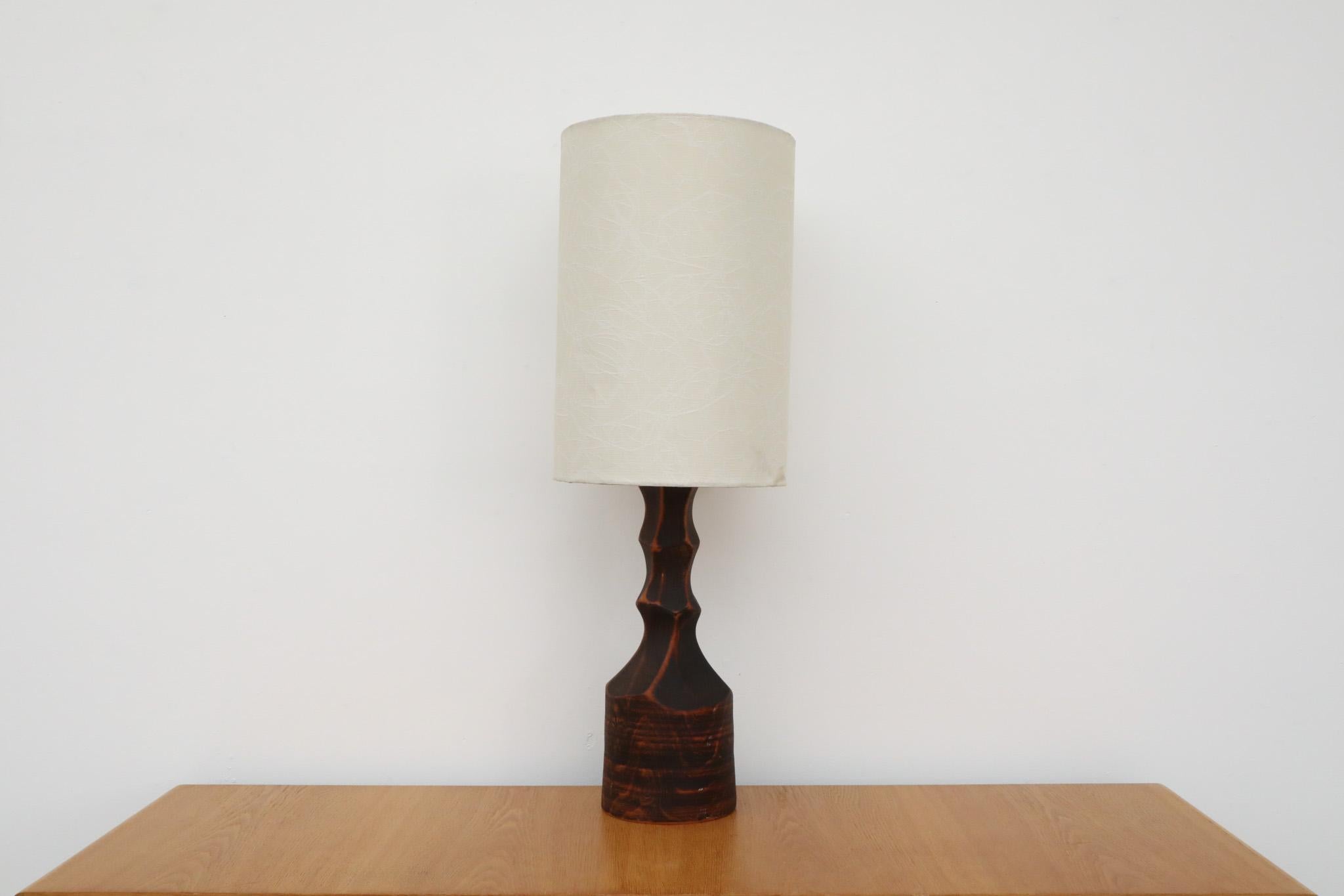 Swedish Mid-Century Hand Carved Wood Table Lamp For Sale