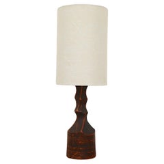 Mid-Century Hand Carved Wood Table Lamp