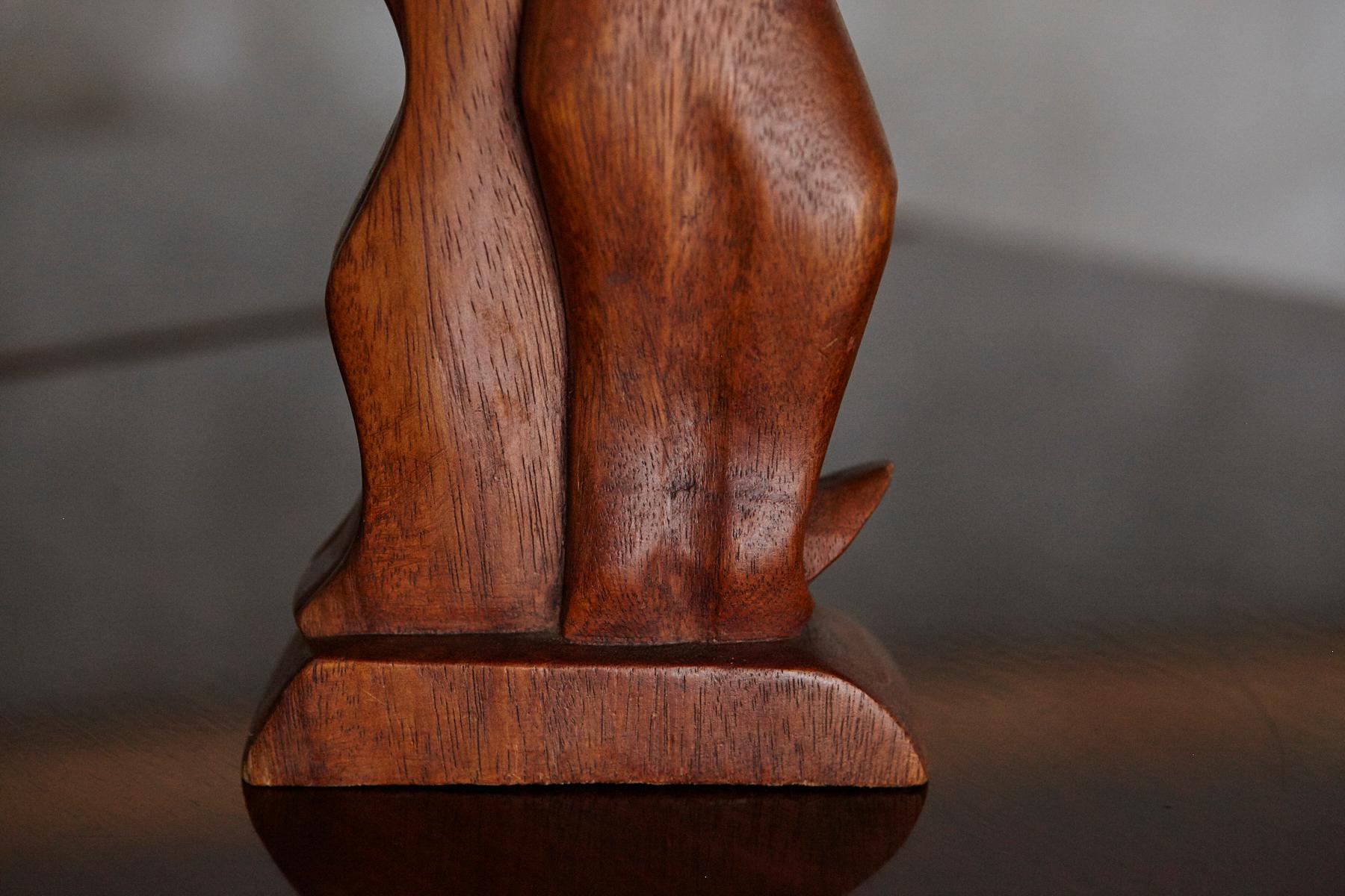 Mid-Century Hand-Carved Wooden Abstract Dancing Couple Sculpture, 1950s–1960s For Sale 6