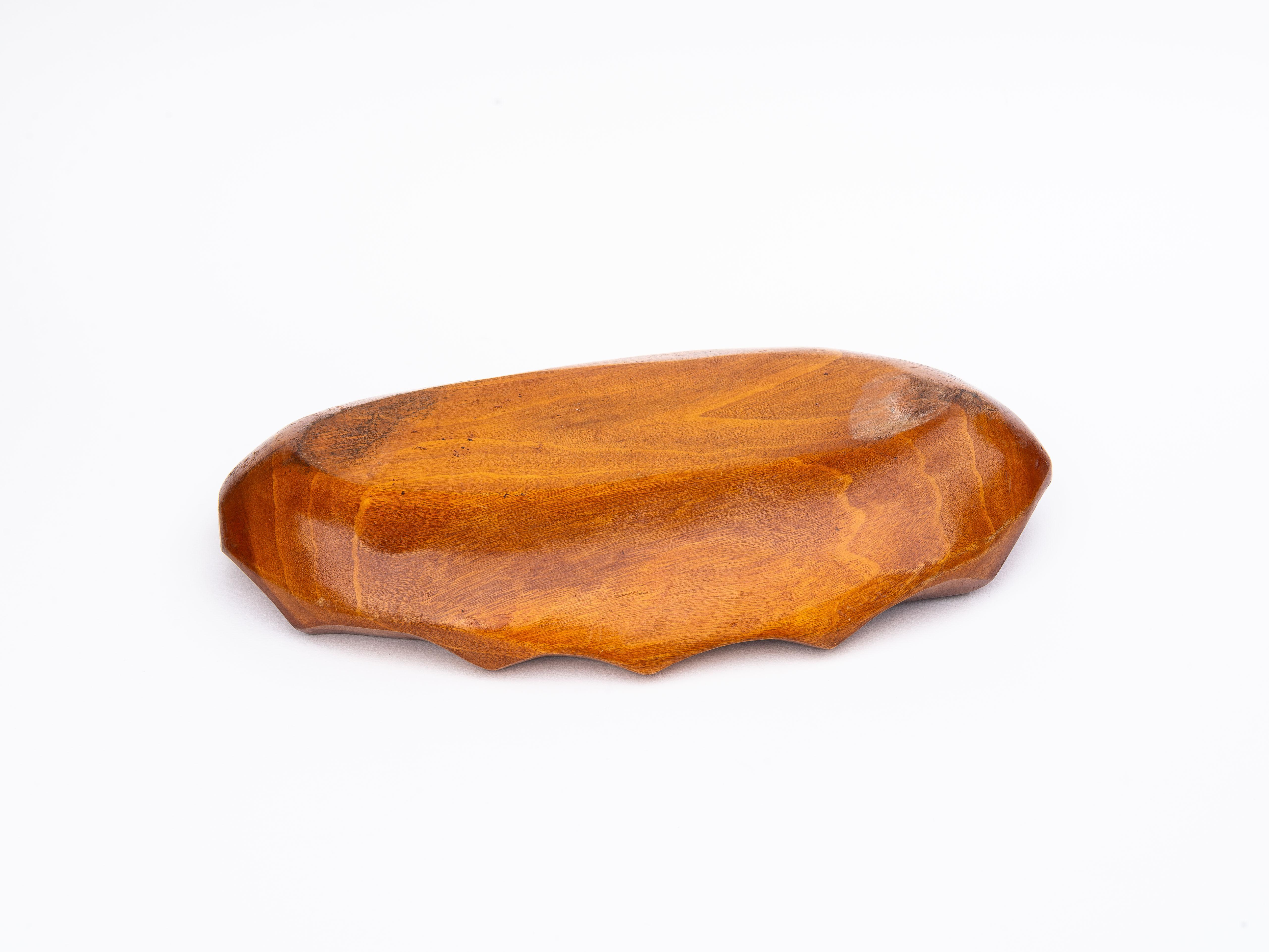 Mid-Century Hand-Carved Wooden Bowl or Dish - Organic Centerpiece - 1970s For Sale 5