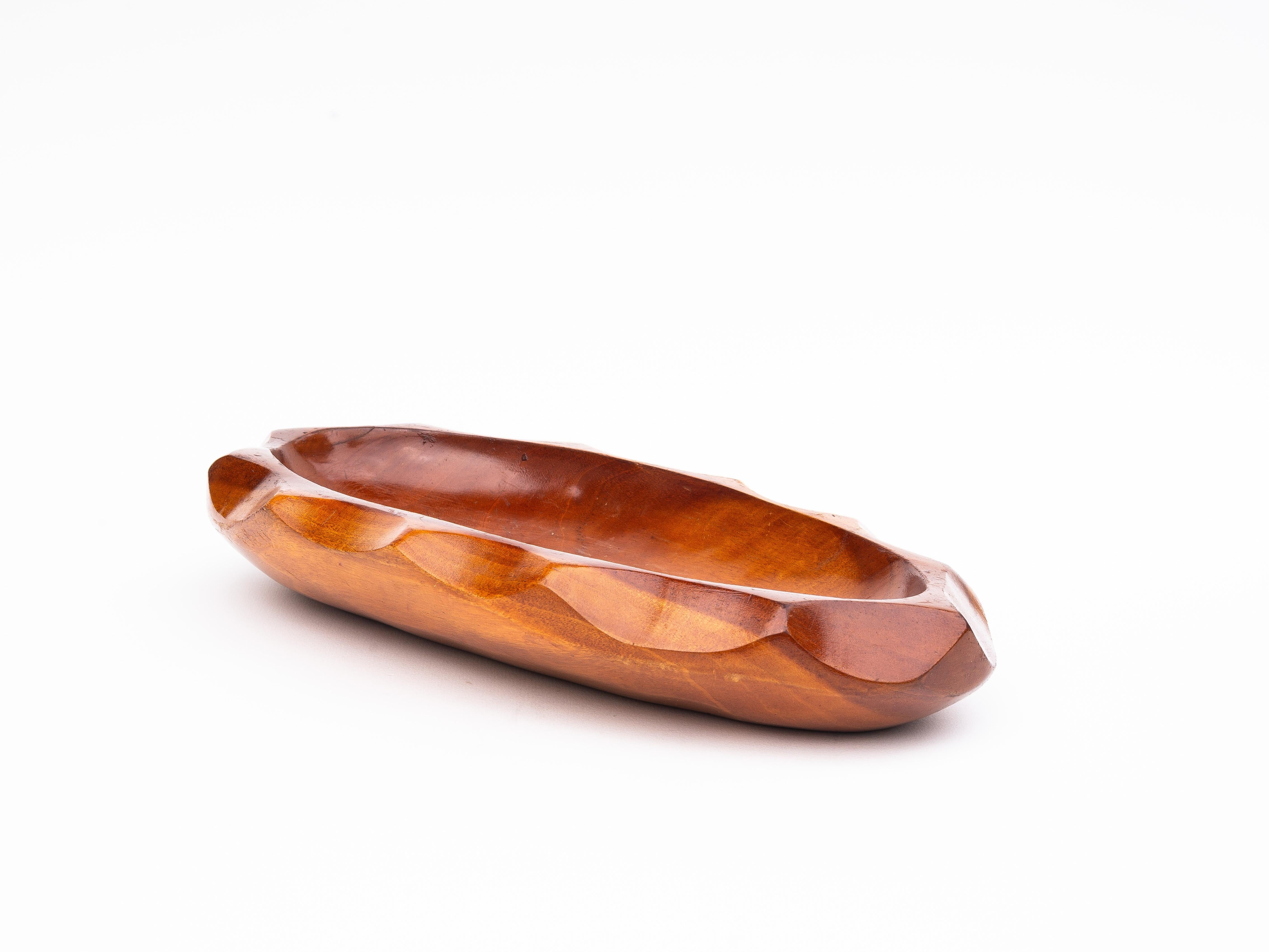 Mid-Century Modern Mid-Century Hand-Carved Wooden Bowl or Dish - Organic Centerpiece - 1970s For Sale