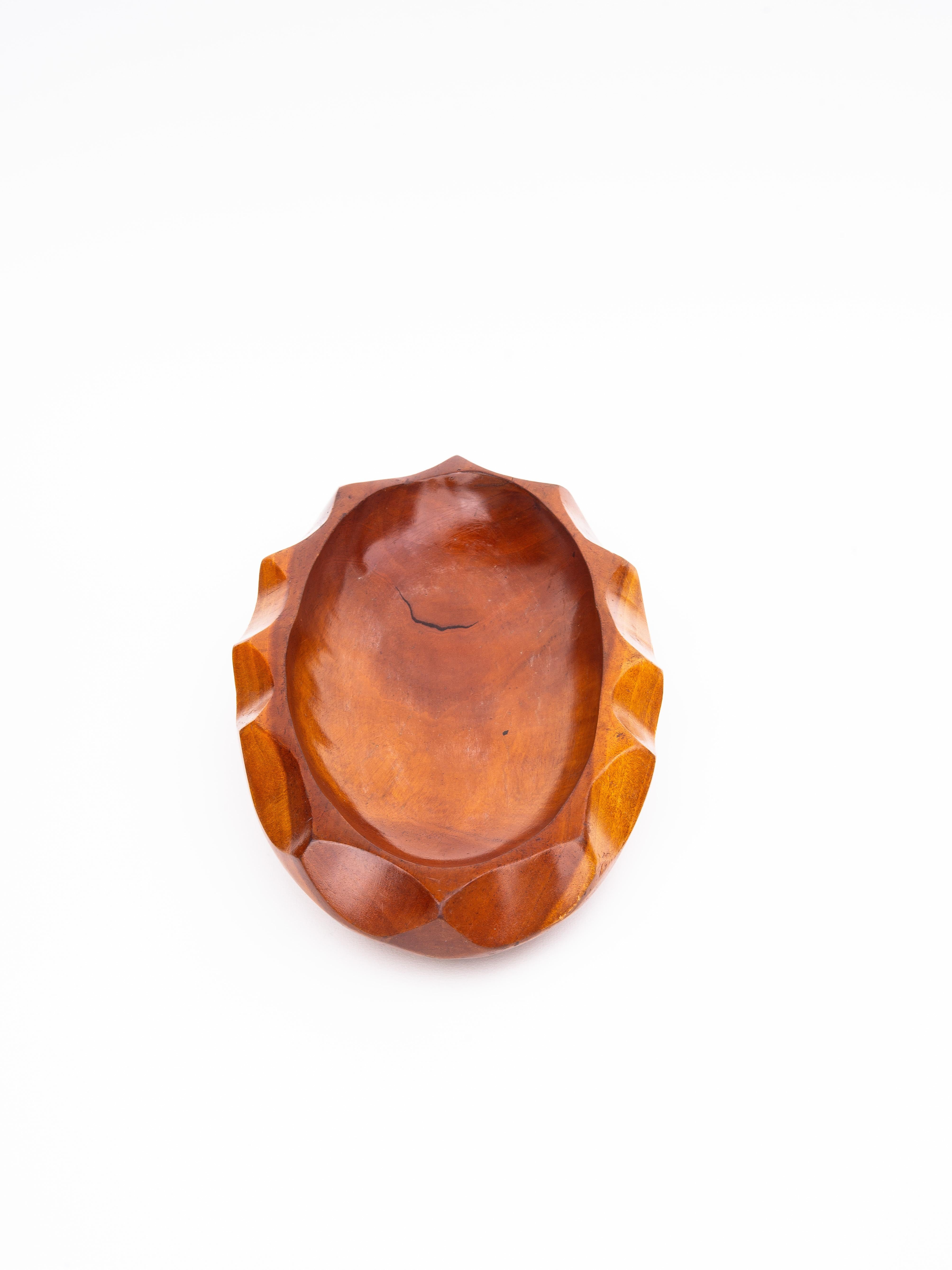 Brazilian Mid-Century Hand-Carved Wooden Bowl or Dish - Organic Centerpiece - 1970s For Sale