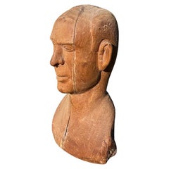 Mid-Century Hand-Carved Wooden Male Bust Sculpture — Jonathan Parks Estate