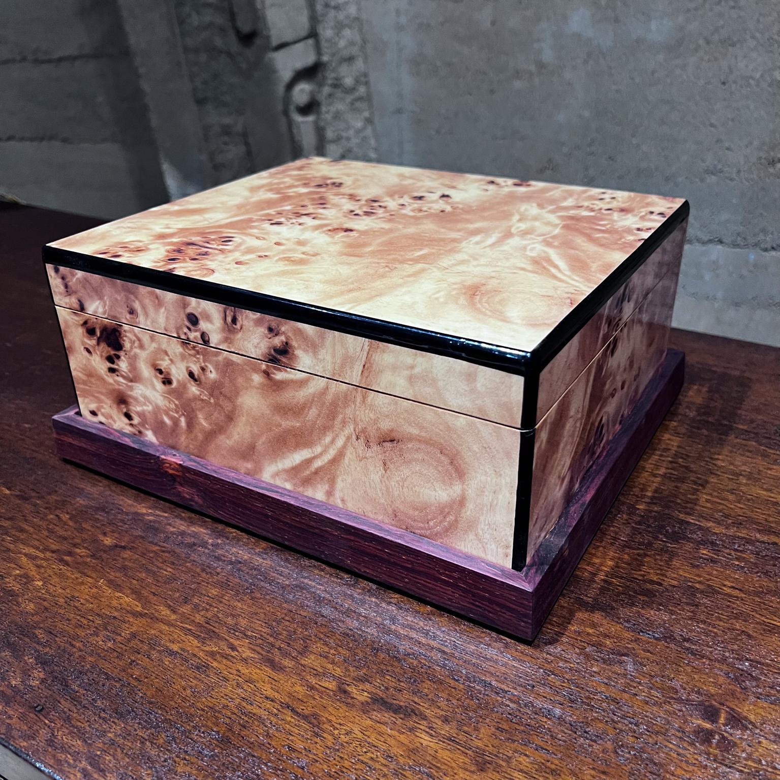 Mid Century Hand Crafted Burlwood Humidor Cigar Storage Box For Sale 5