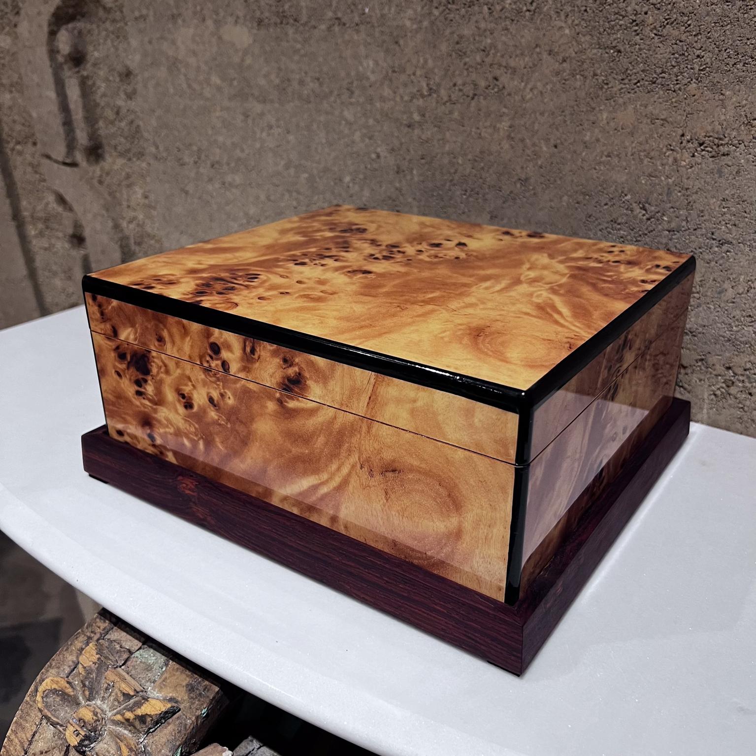 Mid Century Hand Crafted Burlwood Humidor Cigar Storage Box For Sale 7