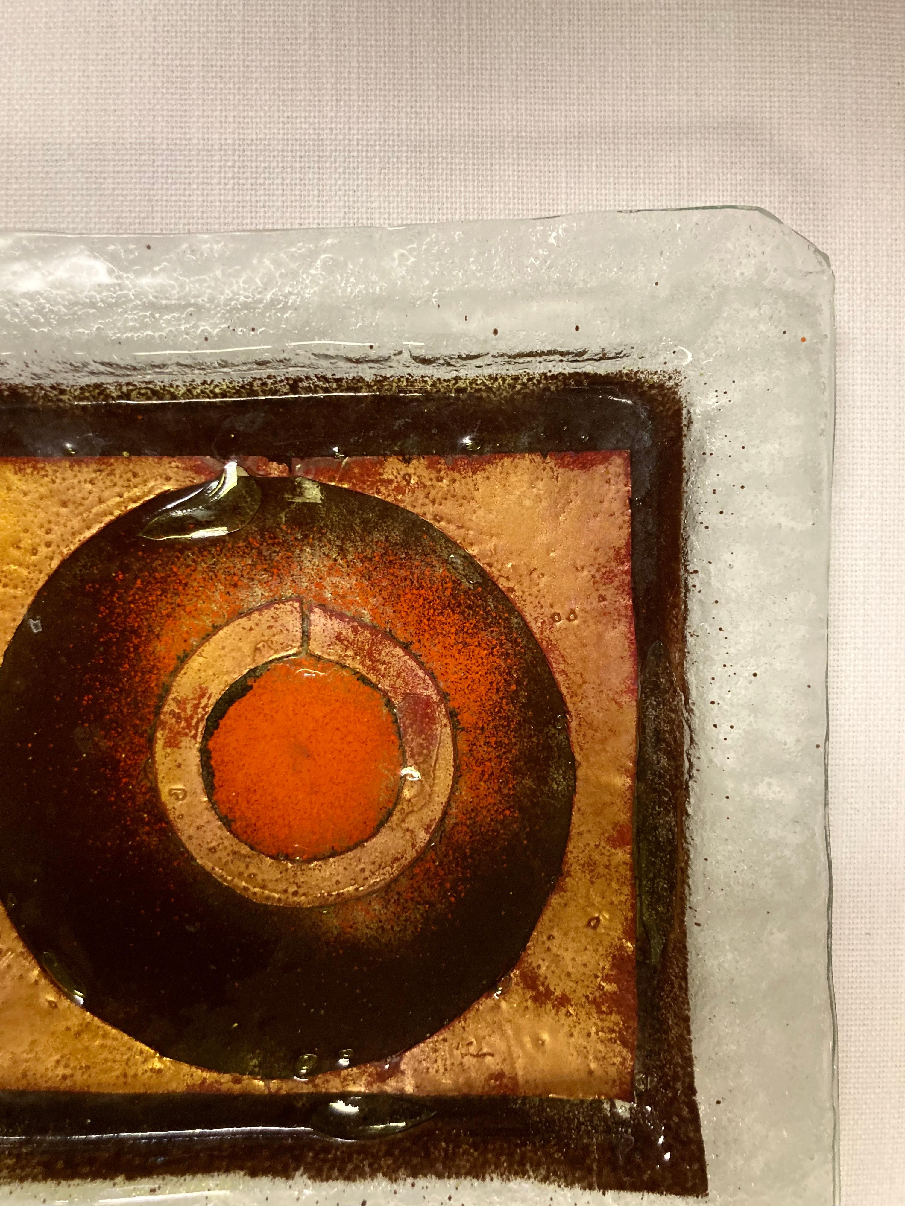 Mid-Century moderno Piatto da portata dorato e dipinto a mano della metà del secolo scorso in vendita