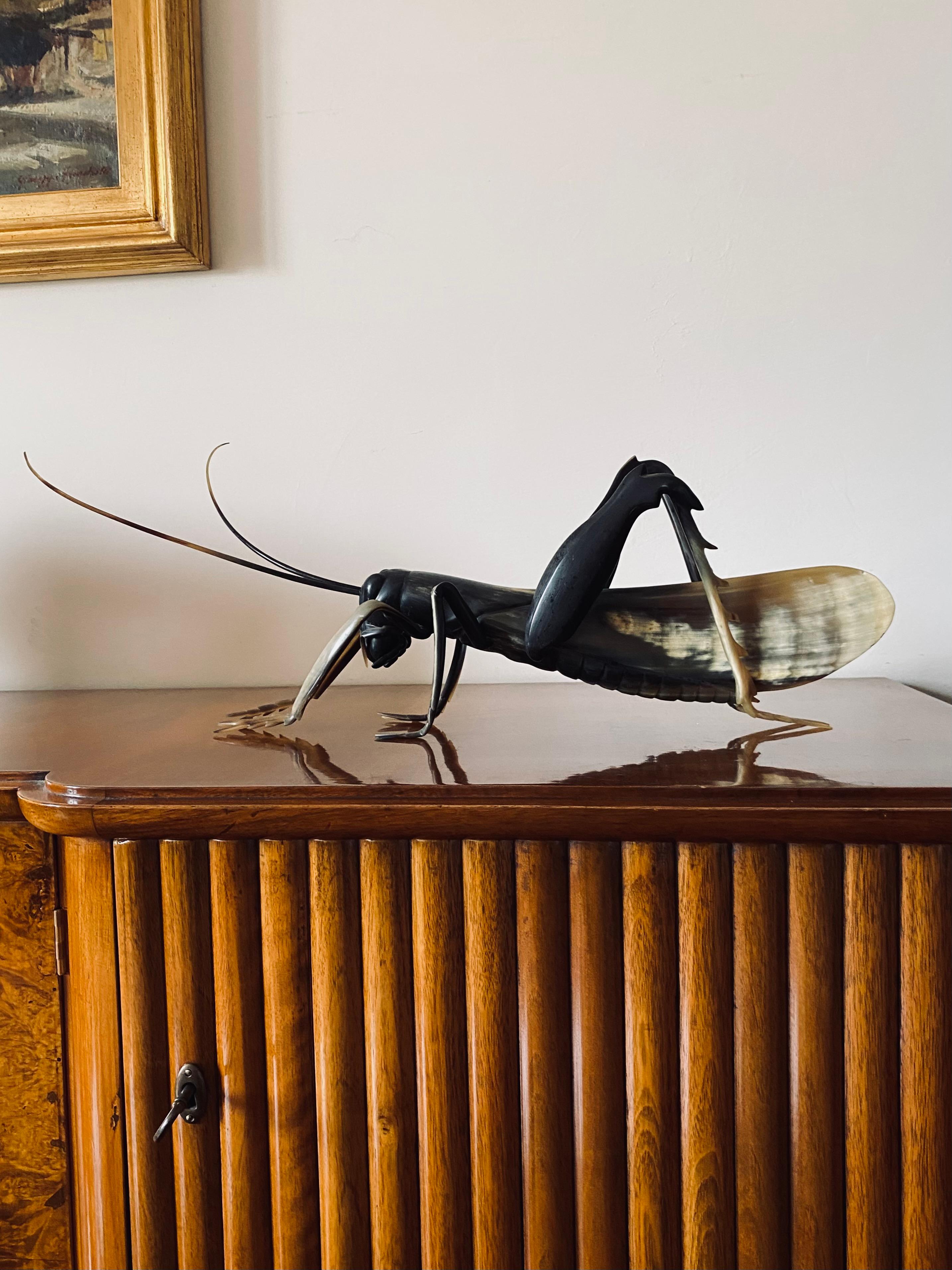 Modern Midcentury Hand-Crafted Horn Grasshopper, France, 1960s For Sale