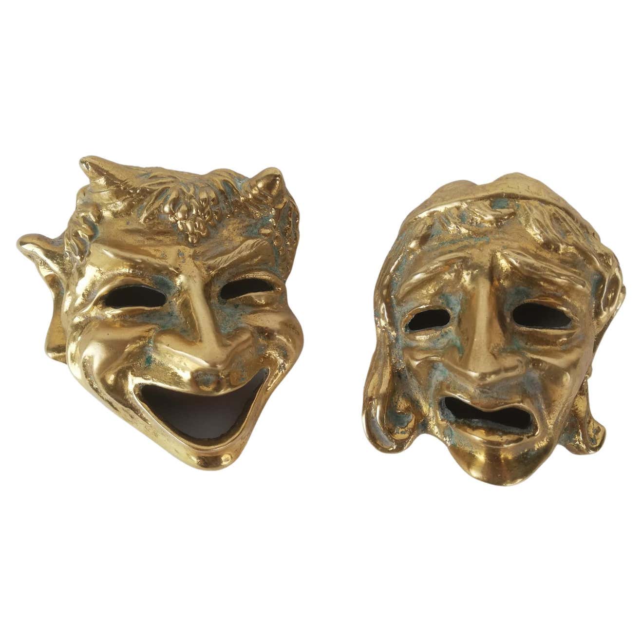 Midcentury Handcrafted Mask Depicting the Comedy and Tragedy of Greek ...
